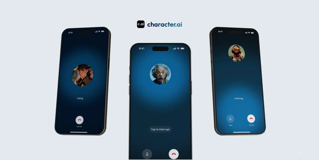Visual for this record: Character.AI turned text chat into a live phone call
